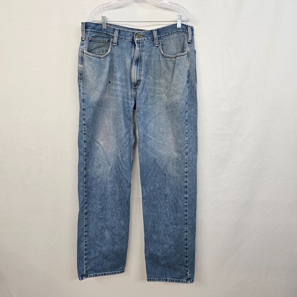 Carhartt Relaxed Fit Jeans Men's 37 x 32.5 (tag 38x36) Blue Light Wash B350 LCW